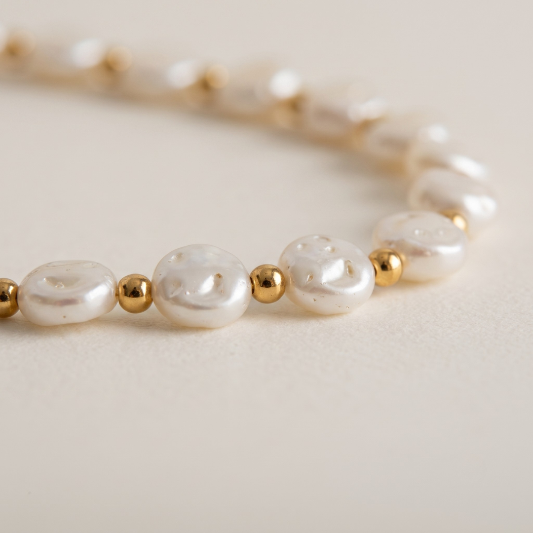 Collar Perlas planas