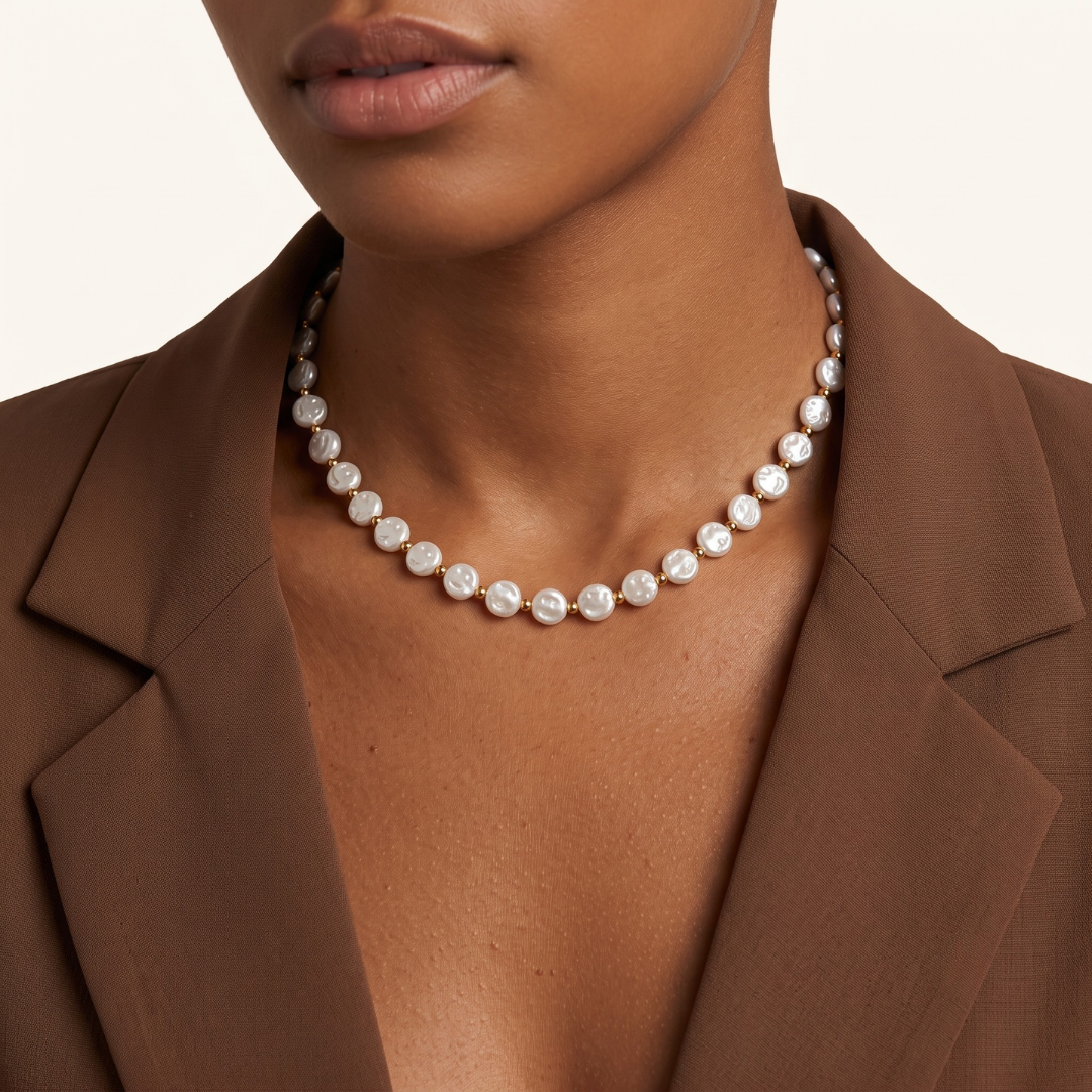 Collar Perlas planas