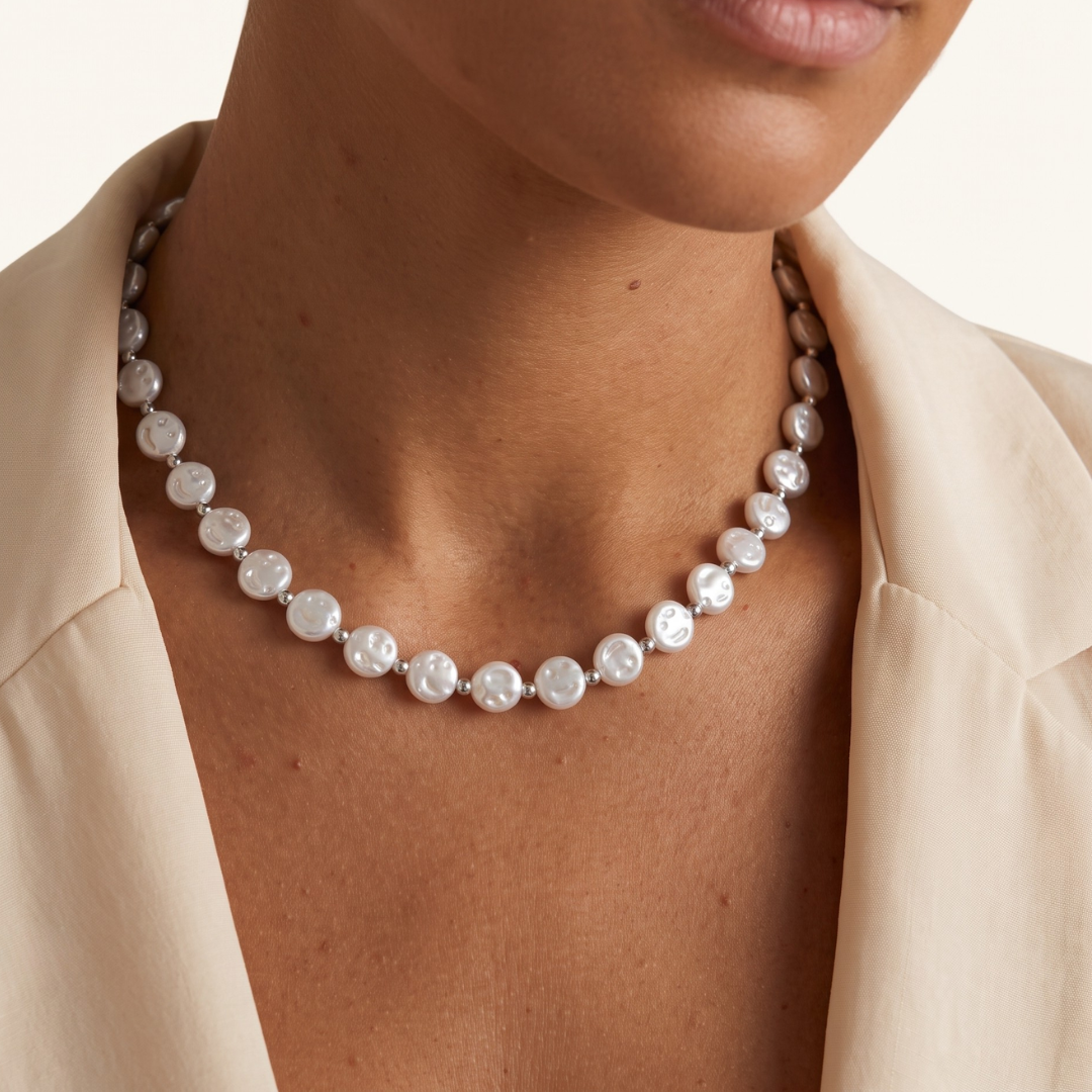 Collar Perlas planas